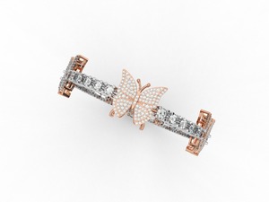 ZAWO HOUSE Bague éternité papillon en or rose pour femme avec sertissage pavé de diamants, bijoux de mariage romantiques - Product Image 2
