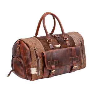 Bolsa de Viaje de Gran Capacidad, de Cuero Genuino con Pelo de Vaca, Multifuncional, con Cierre de Cremallera, Modelo LHDB-0141 - Product Image 4