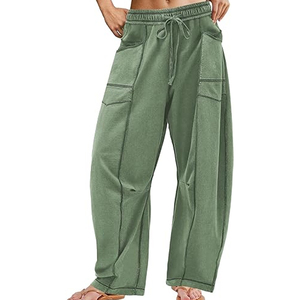 Women Trendy Cargo Sweatpants Wide Leg Pants High Waist <b>Drawstring</b> Casual Streetwear Loose Fit Joggers - Product Image 1