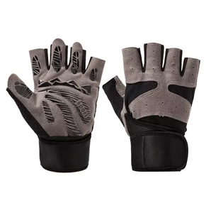 <b>Half</b> Finger Training Gloves Gray Pink Microfiber Velcro Wrist Gym Fitness Unisex Breathable Non <b>Slip</b> Adjustable Strap - Product Image 5
