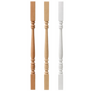Balustre en bois traditionnel à sommet carré, peignable, pour rampes d'escalier, type d'extrémité à fixation au sol - Product Image 1