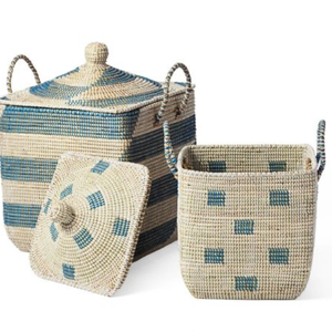 ตะกร้าสานจากหญ้าทะเลพร้อมพื้นผิวธรรมชาติสำหรับการจัดเก็บอย่างมีสไตล์และการจัดระเบียบบ้าน ตะกร้าตกแต่งทำมือสำหรับบ้านรักษ์โลก - Product Image 5