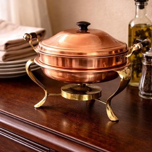 Calentador de Comida de Latón de Alta Gama con Tapa y Soporte, Duradero, para Hoteles, Hogares, Restaurantes y Banquetes - Product Image 2