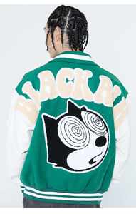 ผู้ผลิตเสื้อแจ็คเก็ตวาร์ซิตี้ขนสัตว์ 100% ระบายอากาศได้ดี เป็นมิตรกับสิ่งแวดล้อม ปักลายตามสั่งสำหรับชุดยูนิฟอร์มบาสเกตบอลของโรงเรียน  แบบสตรีทแฟชั่น - Product Image 5