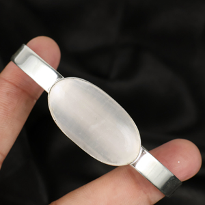 Natural Moonstone Gemstone <b>Bracelet</b> 925 Sterling <b>Silver</b> Plated Adjustable <b>Cuff</b> <b>Bracelet</b> for Women Handmade Fashion Jewelry - Product Image 6