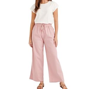 Meilleure vente femmes taille haute glisser droite ample grande taille jambe large coton lin été personnalisé avant plat pantalons de survêtement - Product Image 2