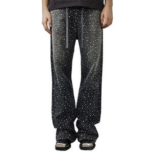 Vaqueros Baggy Rectos Personalizados de Estilo Urbano para Hombre, Vaqueros de Mezclilla de Algodón Oscuro Desgastado, Pantalones Vaqueros Vintage de Moda para Hombre - Product Image 1