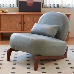 Cozy <b>Comfy</b> Armless Faux Leather Accent <b>Chair</b> with Soft Cushion Solid Wood Legs for Living Room and Bedroom - Product Image 1