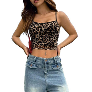 Factory Direct Leopard Mesh Spaghetti Strap Crop <b>Top</b> For Women’s Boutique Fashion Summer Women's Shirts OEM Wholesale Supplier - Product Image 5