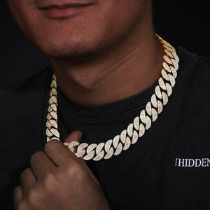 Cadena cubana de plata de ley 925 de 12 mm a 22 mm para hombre, con incrustaciones de moissanita, estilo punk, rapero, hip hop, collar de regalo. - Product Image 3