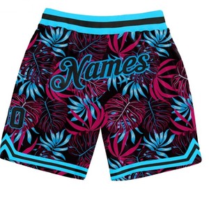 Shorts de bain personnalisés pour hommes, imprimé feuilles tropicales, sublimation, respirants, taille élastique, décontractés, streetwear d'été, OEM ODM - Product Image 1