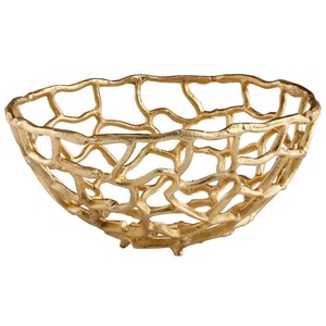 Wholesale Eco-Friendly Polished Aluminium Handmade Fruit Serving Decorative Customized Gold Tabletop Luxury Party Wedding Bowls - Product Image 4