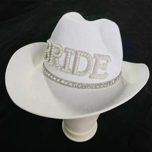 White Elegant Rhinestone <strong>Bride</strong> <strong>Cowgirl</strong> <strong>Hat</strong> - Product Image 3