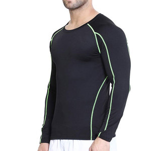 Chemise de sport à manches longues pour homme, noire avec rayures vertes, en spandex et polyester, séchage rapide, taille adulte - Product Image 3