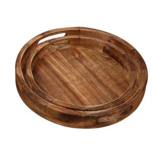 Bandeja de servir hecha a mano de madera maciza con acabado liso para café, té, bocadillos, desayuno y presentación elegante en la mesa. - Product Image 1