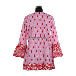 Vestido Túnica de Algodón con Estampado Artesanal para Mujer, Modelo DHB008, el Mejor Vestido con Estampado Artesanal - Product Image 4