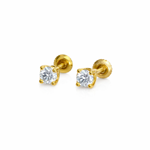 Brilliant Cut Natural Diamond Solitaire <b>Stud</b> <b>Earrings</b> Womens 0.21 Cttw 925 <b>Sterling</b> <b>Silver</b> Rhodium Plated Prong Set 2.5mm Trendy - Product Image 1