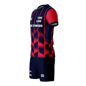 Ensemble de maillots de football personnalisés, col en V, manches courtes, sublimés, 100% polyester, toutes saisons, avec le nom et le numéro de votre équipe - Product Image 3