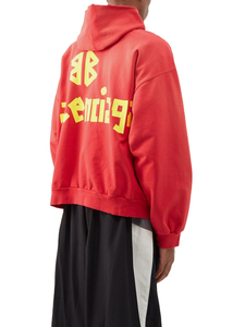 เสื้อฮู้ดซิปผู้ชายไซส์ใหญ่ สีแดง ผ้าฝ้ายเฟรนช์เทอร์รี่ ดีไซน์กระเป๋าแบบลำลอง สำหรับใส่ในฤดูใบไม้ร่วง - Product Image 3
