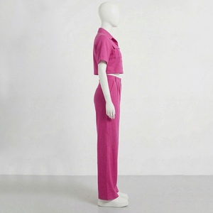 Ensemble de pantalon en jean 100 % coton délavé rose pour femme, style urbain, écologique, vintage, décontracté, deux pièces, pour l'hiver - Product Image 3