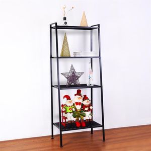 <b>Black</b> 4-Shelf Metal <b>Bookcase</b> Multifunctional Ladder Shaped Plant Flower Stand Rack Bookrack Storage Shelves - Product Image 2