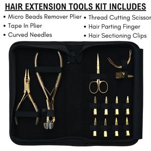 Professional Hair Extension Tools Kit Microbeads Remover Tape In Plier Curved <b>Needle</b> Scissor Parting Finger Sectioning Clips - Product Image 2