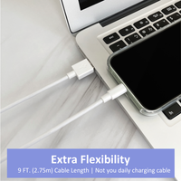 Cable USB Premium C48 para iPhone/iPad, Certificado MFi, Carga Rápida y Sincronización, con Malla de Protección de PVC, Compatible con Computadoras, en Stock