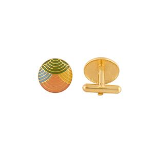 Luxury Gold Plated Multicolor Enamel Round <b>Cufflinks</b> for Men Wave Pattern Formal <b>Shirt</b> Accessories Wedding Business Gift - Product Image 5