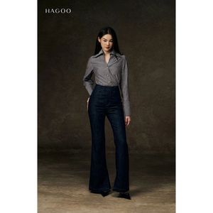 Chemise élégante pour femme à col pointu, col en tissu, rayée, en popeline de coton, manches longues, respirante, pour le bureau ou l'école A8088 - Product Image 3