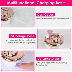 Set de Manicura y Pedicura Eléctrico Inalámbrico Portátil, Kit de Taladro de Uñas con Base de Carga, Secador de Uñas UV, 6 Brocas, 5 Velocidades y Dirección - Product Image 5