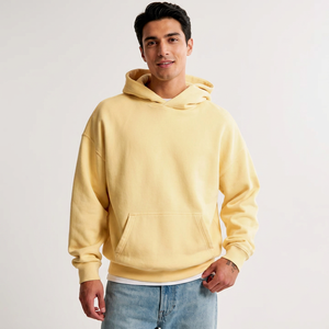 เสื้อฮู้ดดี้ทรงบ็อกซี่สำหรับผู้ชาย ผ้าเทอร์รี่หนานุ่ม เป็นมิตรต่อสิ่งแวดล้อม รับผลิตตามสั่ง ปักลายได้ มีกระเป๋า  ผ้าฟอกสีแบบพิเศษ - Product Image 1