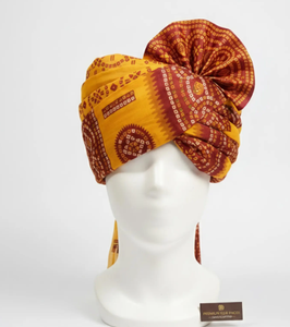 Turban traditionnel Rajasthani Bandhani Pagri pour le marié, jaune bordeaux, fait main, pour mariage, Safa, Tie Dye ethnique, pour Baraat, mariage - Product Image 2