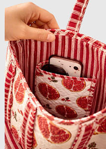 Bolsa de Lona con Estampado de Granadas, Bolsa de Compras para Mujer, Todas las Temporadas, Cierre Abierto, Estilo Moderno - Product Image 3