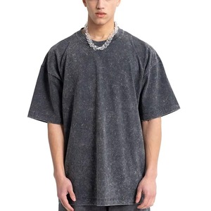 Men's Oversized Solid Color Short Sleeve T-Shirt O-Neck Washed Cotton Jersey Knitted Blank Casual Style - Product Image 6