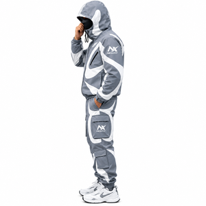 Men’s Hooded Color Block Windbreaker Tracksuit <b>Set</b> Full Zip Jacket Cargo Jogger <b>Pants</b> Outdoor Sportswear <b>2</b> <b>Piece</b> <b>Set</b> - Product Image 3