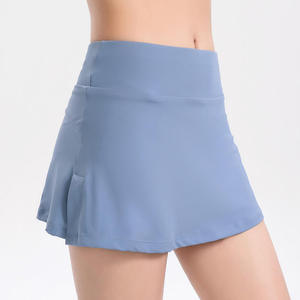 Falda Deportiva Negra para Mujer, Cintura Elástica, Secado Rápido, Shorts de Poliéster Tejido - Product Image 1