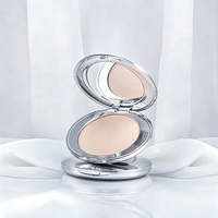 Boîtier compact rond en argent 8g personnalisé, en plastique ABS, vide, pour fond de teint cushion, emballage cosmétique de maquillage
