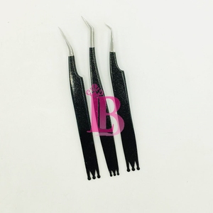 แหนบต่อขนตาแบบโค้งงอได้45องศาแหนบแวววาวสีดำ - Product Image 3