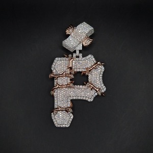 Export Quality Luxury Iced Out Moissanite Pendant for Men with High Shine Stones and <b>Silver</b> Plating Available for Sale - Product Image 2