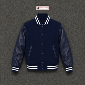 Veste universitaire bleu marine premium pour homme, style vintage délavé, coupe décontractée, veste athlétique, bleu marine emblématique, streetwear. - Product Image 5
