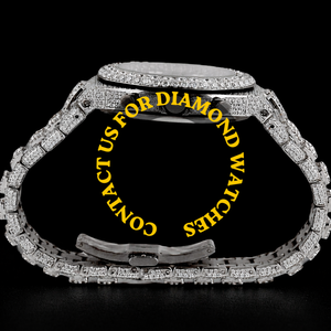 Reloj Cronógrafo Redondo con Diamantes Moissanite en Oro Blanco, con Fecha Automática y Resistencia al Agua, en Venta - Product Image 5
