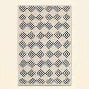 Tapis tufté à la main gris ivoire Nordic Arrow, motif géométrique moderne en laine, antidérapant, écologique, pour salon et hôtel - Product Image 1