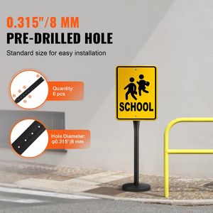 Portable 4 ft Cast Iron Sign <b>Post</b> with Heavy Duty Steel Hard Plastic Base and Wheel U-Channel Stand Traffic Sign <b>Holder</b> - Product Image 3
