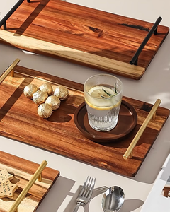 Plateau de service rond en bois fait main de haute qualité, prix de gros d'usine bas - Product Image 2