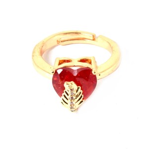 Bague en or rose plaqué or avec diamant CZ en forme de cœur, ajustable, bague de déclaration, bague de mariage, bague de fiançailles, cadeau pour elle - Product Image 2