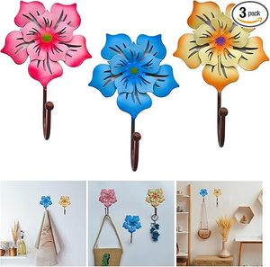 Crochets muraux en métal robustes en forme de fleur pour suspendre des objets décoratifs, porte-manteau pour la maison et le jardin, idéal pour les serviettes, les clés, les sacs, les chapeaux - Product Image 4