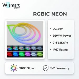 Ruban lumineux néon RGBIC en silicone tissé 360° °   Tube Réticulé Rond IP67 Couleurs Rêveuses pour Événements et Architecture OEM - Product Image 6