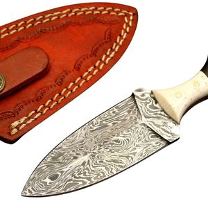 Custom Handmade Damascus Steel Skinning <b>Knife</b> with <b>Bone</b> and Black Wood <b>Handle</b> Fixed Blade Hunting Camping Bushcraft Survival OEM - Product Image 4