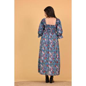 Vestido Maxi Boho de Algodón Indio con Estampado Floral para Mujer, Vestido de Verano de Manga Larga con Volantes, Estilo Hecho a Mano, Vestido para Fiesta - Product Image 5
