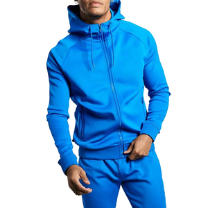 Men’s Royal Blue Tracksuit Full <b>Zip</b> <b>Hooded</b> Jacket Jogger Pants Two Piece Athletic Sportswear Streetwear Sweatsuit Set - Product Image 2